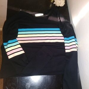 Black Multi colored long sleeve crop top
